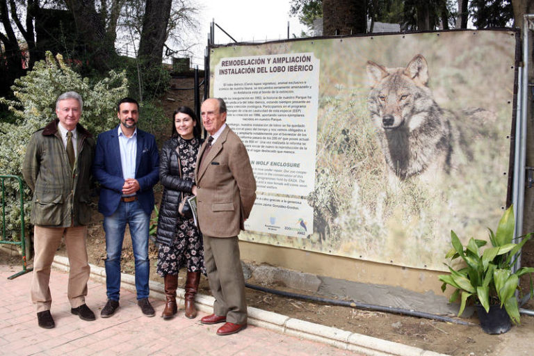 José Antonio Díaz supervisa los trabajos de ampliación de la instalación del lobo en el Zoobotánico