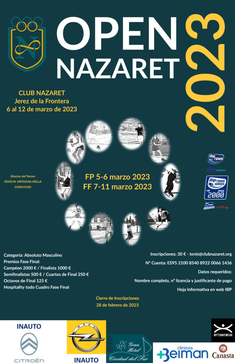 <strong>EL CLUB NAZARET ACOGE EL OPEN NAZARET DE TENIS DEL 6 AL 11 DE MARZO</strong>
